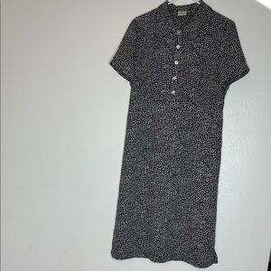 Vintage Norm Thompson black and white ties back Size L petite 5 front buttons